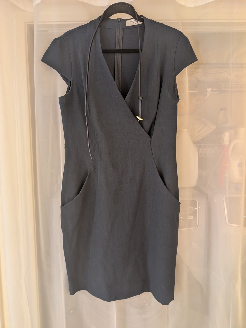 Black Cap-Sleeve Wrap Dress